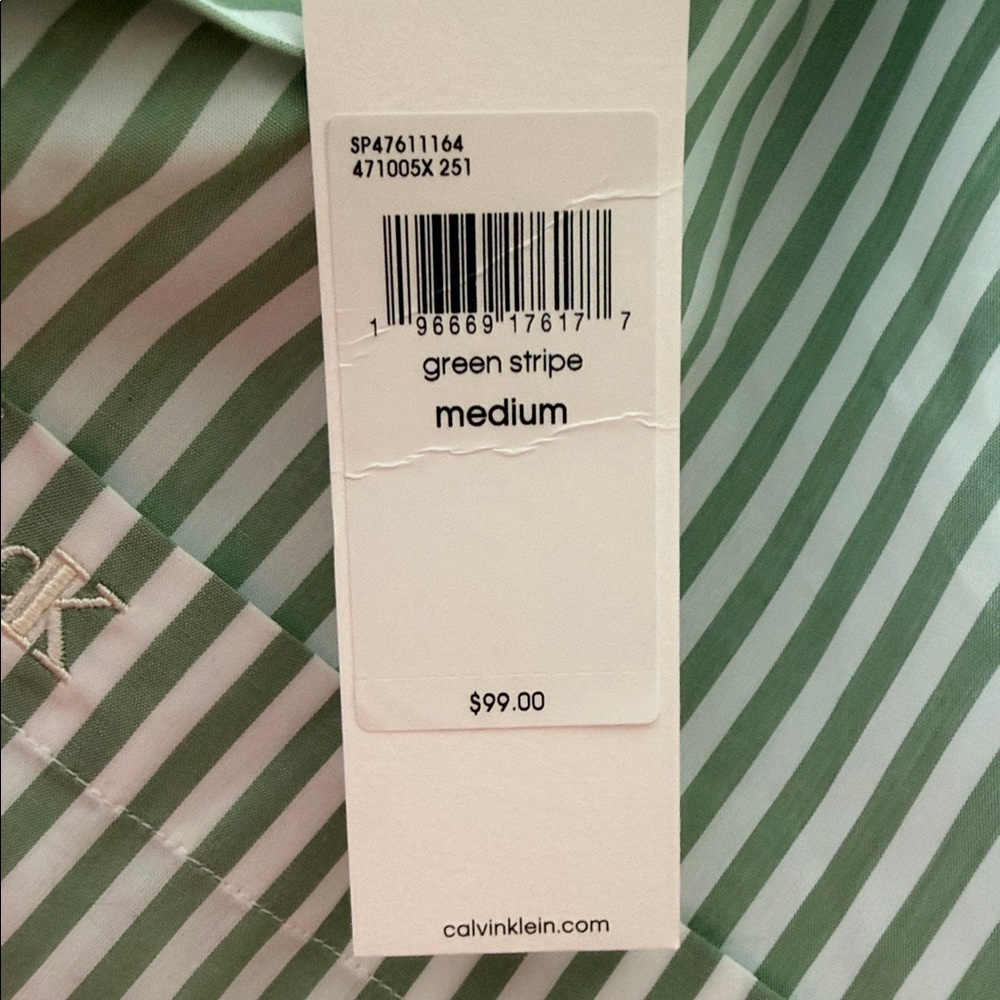 Calvin Klein Jeans women’s green Striped Shirt size M - Picture 5 of 11